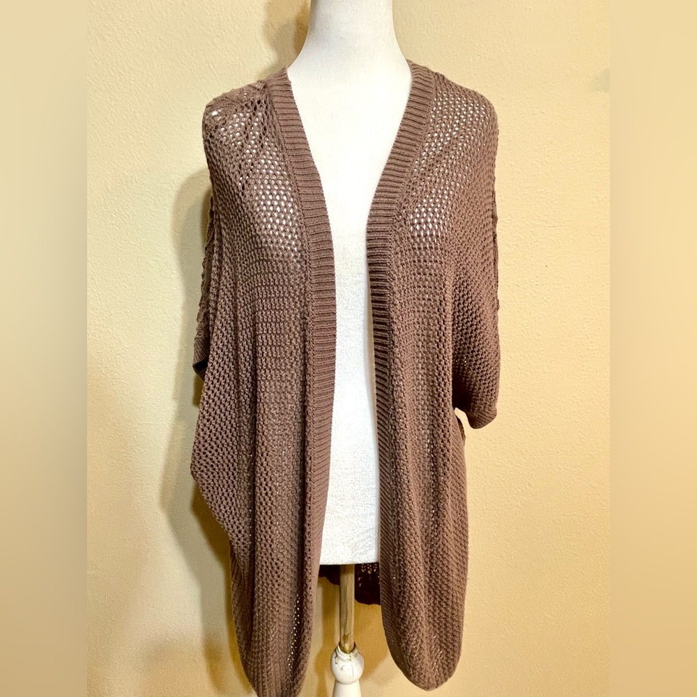 BOHO Mauve Open Knit Women's Short Sleeve Festival Sweater